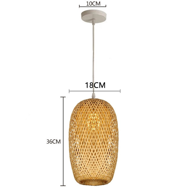 Chinese Hand Knitted Bamboo Pendant Lights Weaving Hanging Lamp Garden Restaurant Home Decor Lighting Fixtures - Statnmore-7861