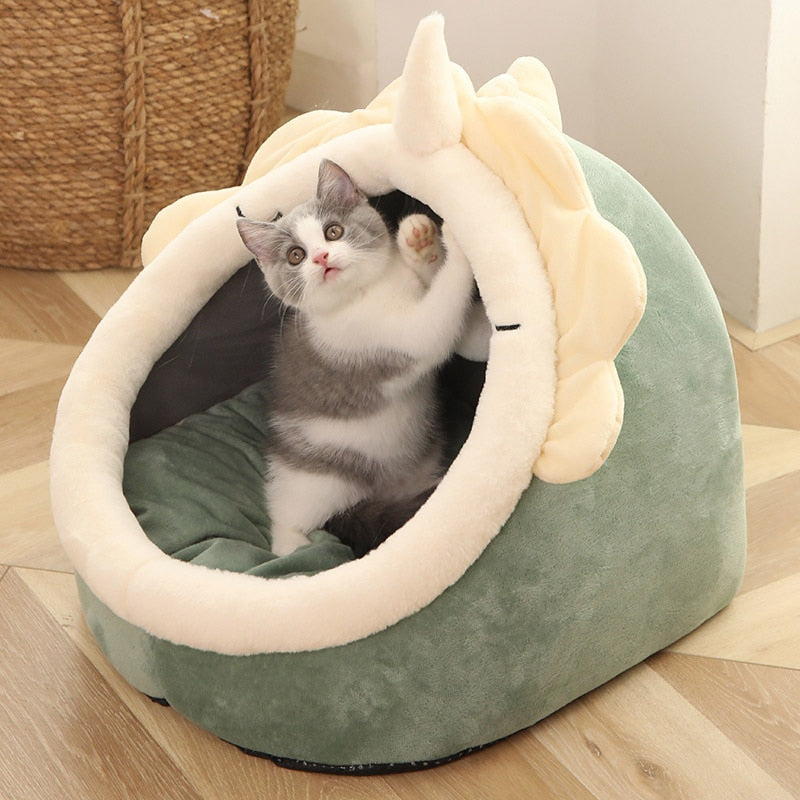 Sweet Cat Bed Warm Pet Basket Cozy Kitten Lounger Cushion Cat House Tent Very Soft Small Dog Mat Bag For Washable Cave Cats Beds - Statnmore-7861