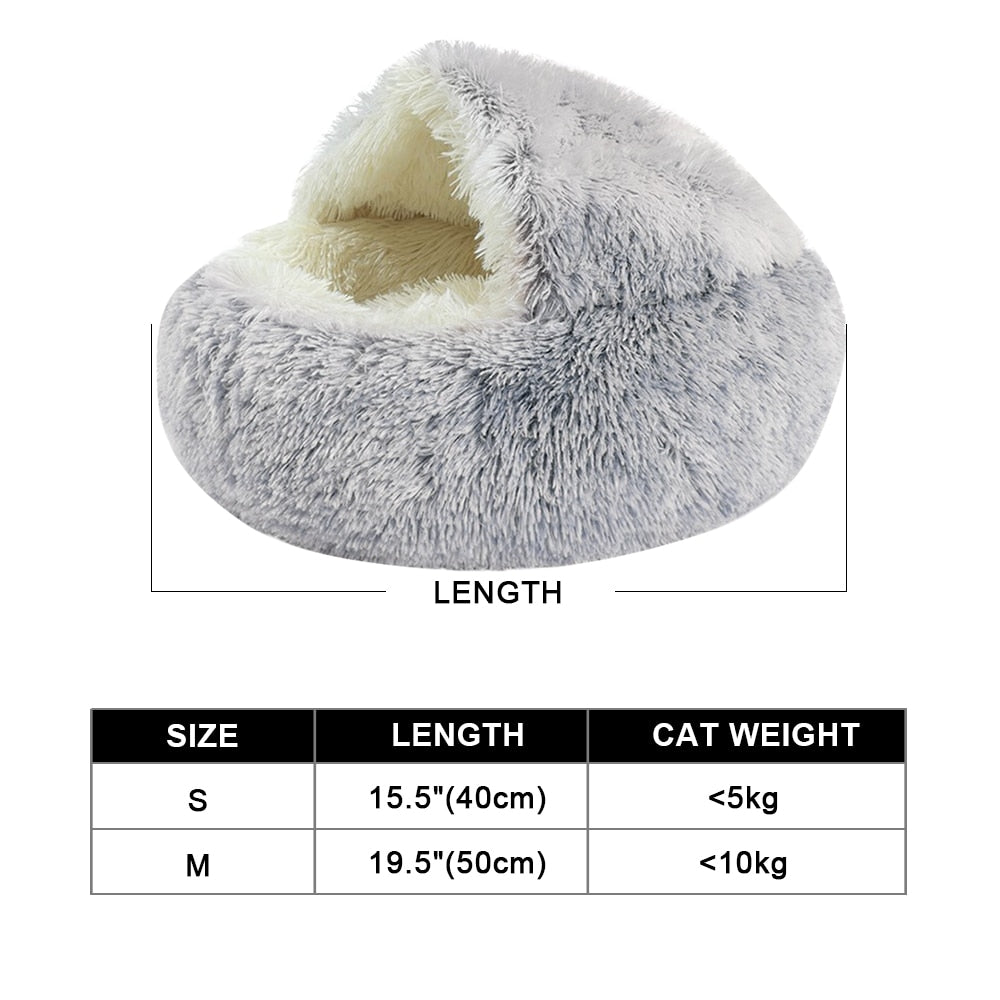 Super Soft Cat Bed House Warm Winter Cat Puppy Sleeping Beds Nest Long Plush Kitten Round Sofa Small Dogs Cat Kennel Anti Slip Handmade Pet Supplies - Statnmore-7861