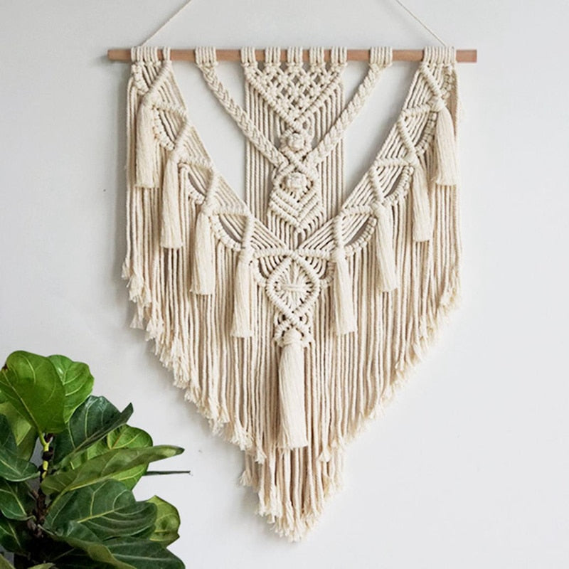 Wall Hanging Handwoven Bohemian Cotton Rope Boho Tapestry Home Decor Boho Bohemian Woven Tapestry Wall Art Macrame Decor Handmade Hand woven - Statnmore-7861