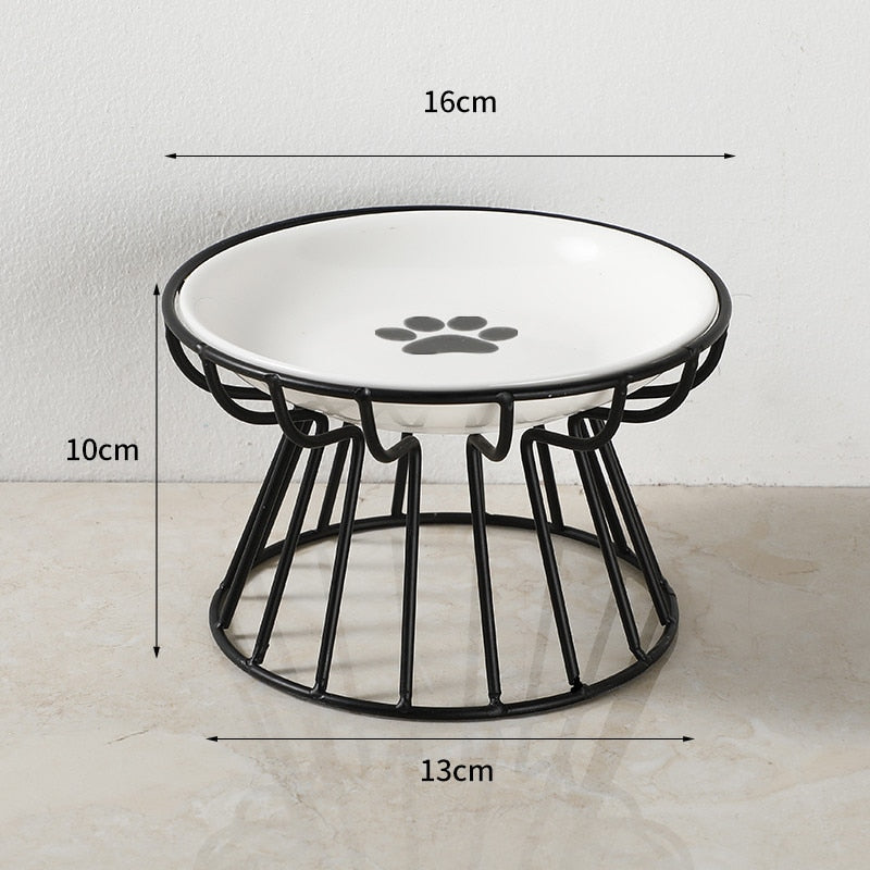 New Fashion High-end Pet Bowl Various Cartoon Paw Patterns Stainless Steel Shelf Ceramic Bowl Feeding for Dog and Cat Pet Feeder - Statnmore-7861