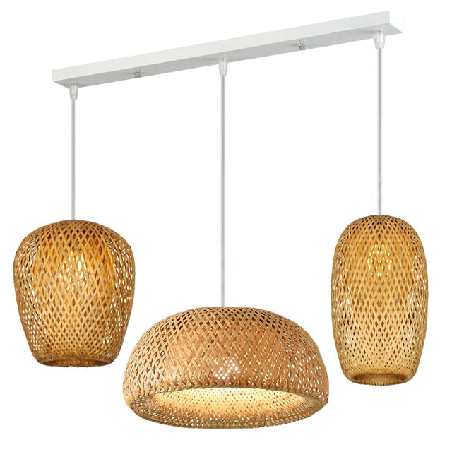 Chinese Hand Knitted Bamboo Pendant Lights Weaving Hanging Lamp Garden Restaurant Home Decor Lighting Fixtures - Statnmore-7861