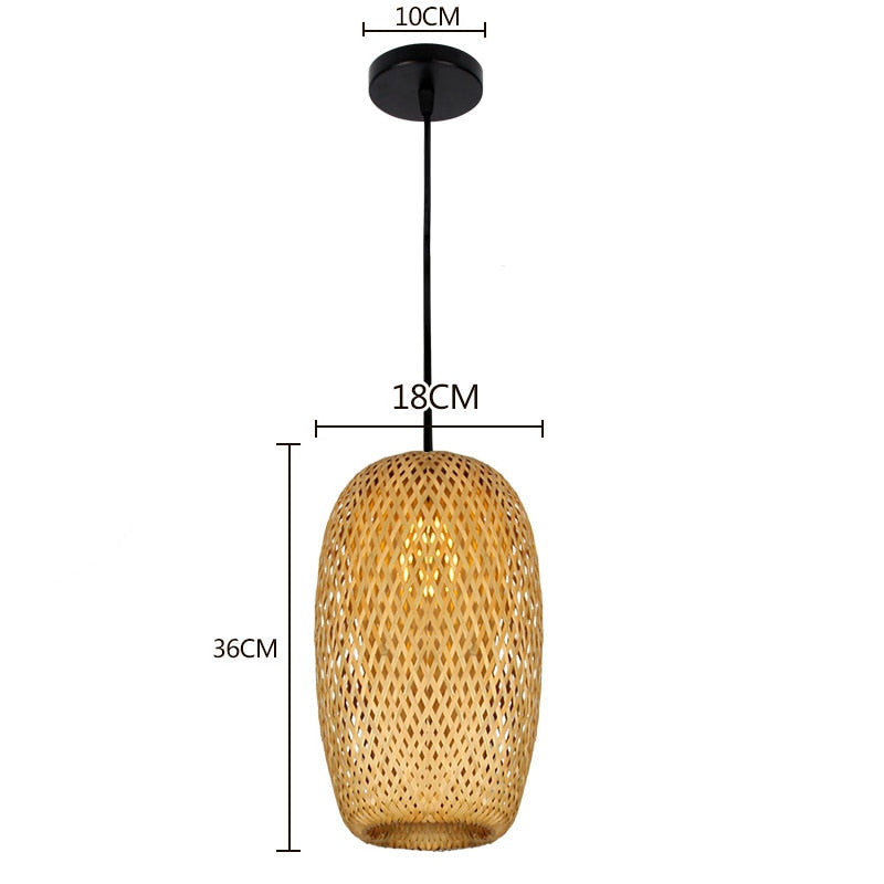 Chinese Hand Knitted Bamboo Pendant Lights Weaving Hanging Lamp Garden Restaurant Home Decor Lighting Fixtures - Statnmore-7861