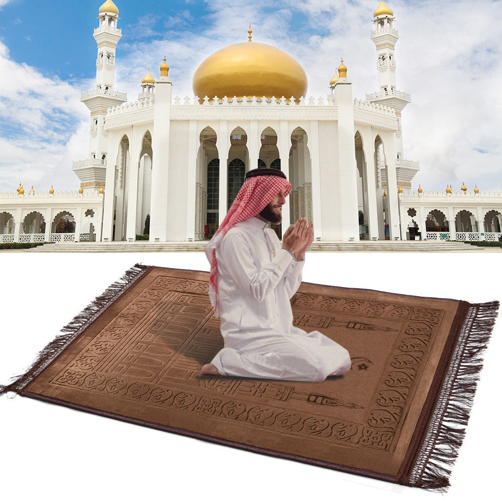 Thick Soft Muslim Islamic Prayer Mat Salat Musallah Prayer Rug tapis de priere islam Sajadah Praying Mats Rug Carpet  Hand Knitted Prayer - Statnmore-7861