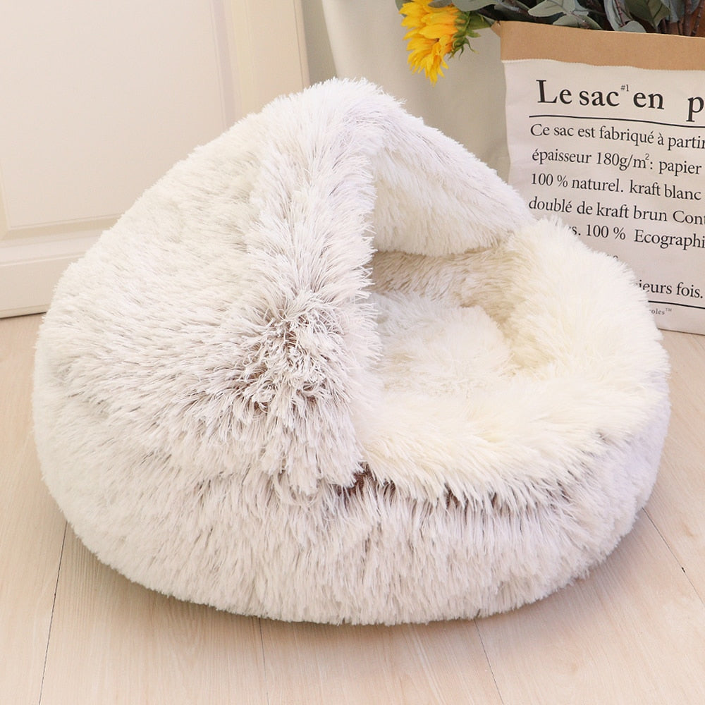 Super Soft Cat Bed House Warm Winter Cat Puppy Sleeping Beds Nest Long Plush Kitten Round Sofa Small Dogs Cat Kennel Anti Slip Handmade Pet Supplies - Statnmore-7861