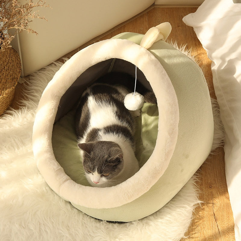 Sweet Cat Bed Warm Pet Basket Cozy Kitten Lounger Cushion Cat House Tent Very Soft Small Dog Mat Bag For Washable Cave Cats Beds - Statnmore-7861