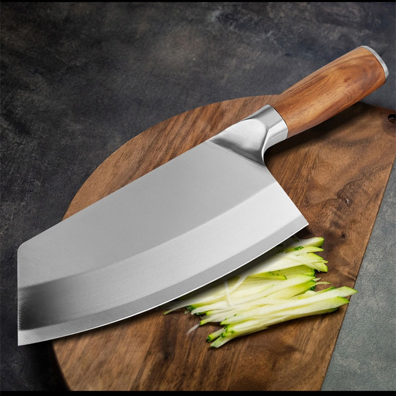 8inch Chinese Chef Knife Stainless Steel Meat Vegetables Slicing Chopping Cleaver Kitchen Knife Household Cooking Tools Handmade Knives Knife - Statnmore-7861