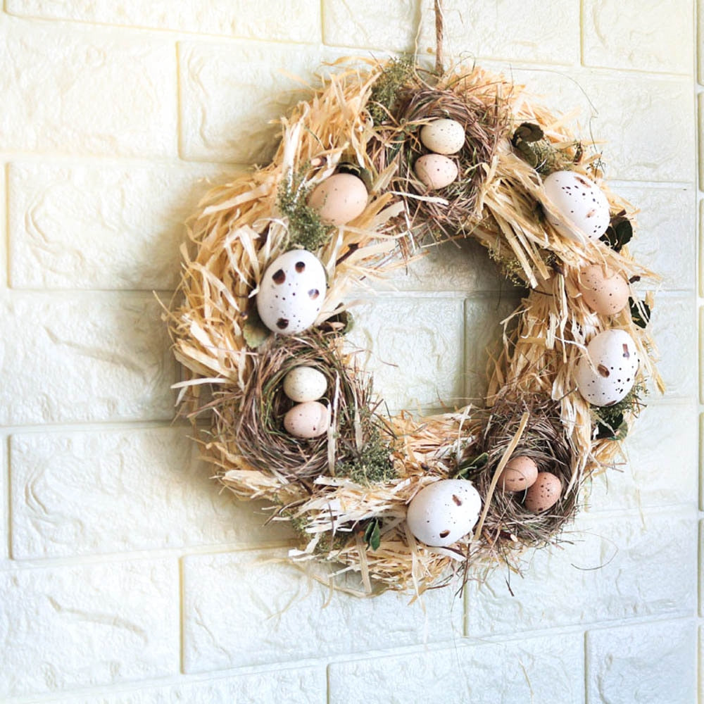 Handmade Spring Summer Wreath Door Home Decoration Accessories Home Wreath Easter Eggs Wreath Wedding Party Craft Decor Handmade - Statnmore-7861