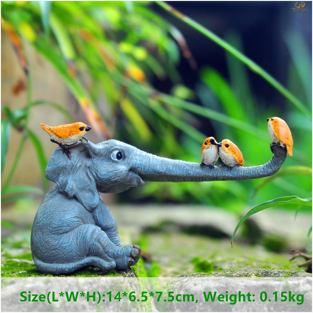 Everyday collection lucky elephant figurines fairy garden animal ornaments home decor tabletop decoration souvenir crafts - Statnmore-7861