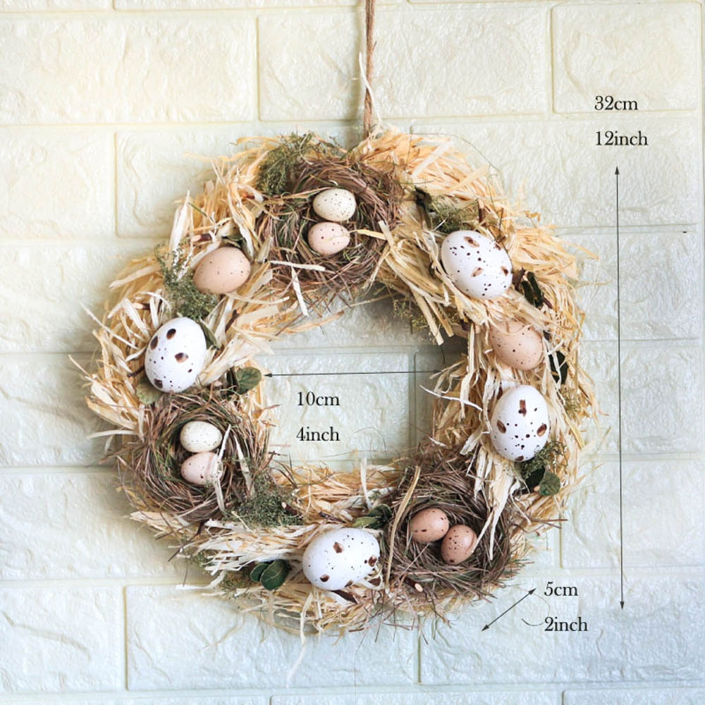 Handmade Spring Summer Wreath Door Home Decoration Accessories Home Wreath Easter Eggs Wreath Wedding Party Craft Decor Handmade - Statnmore-7861