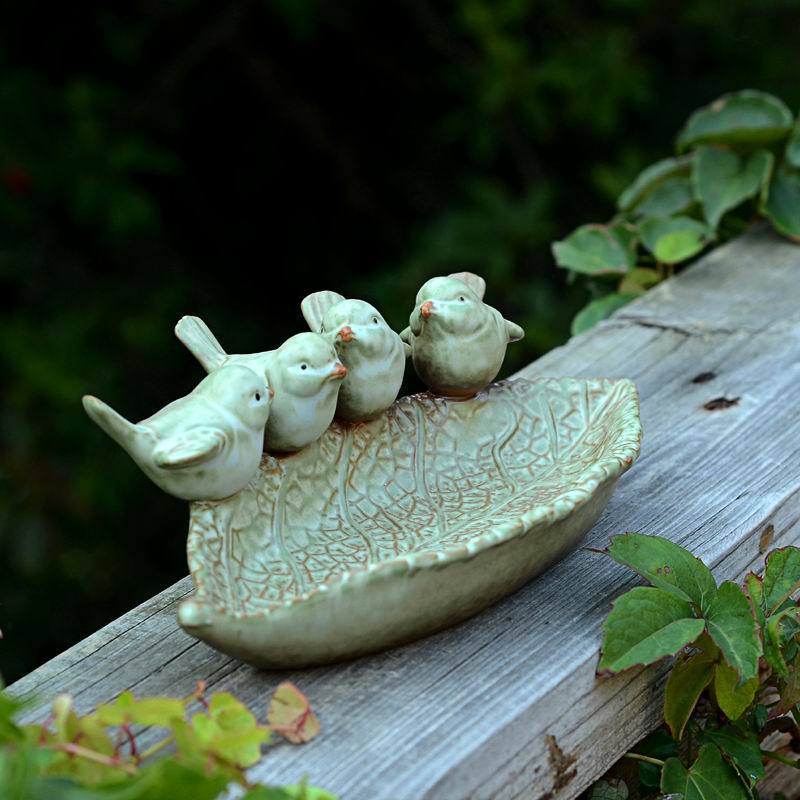 New Ceramic birth baths Garden décor birth feeder ceramic Aquarium retro finish Bird feeder Beautiful Garden Decor Home Decor Handcrafted Decoration Item - Statnmore-7861