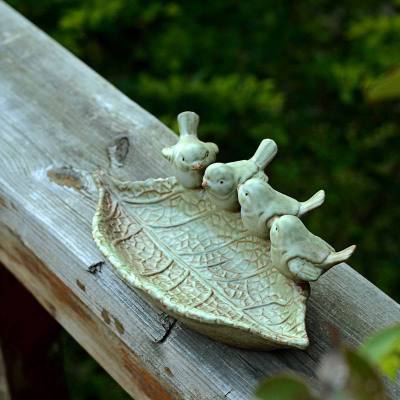 New Ceramic birth baths Garden décor birth feeder ceramic Aquarium retro finish Bird feeder Beautiful Garden Decor Home Decor Handcrafted Decoration Item - Statnmore-7861