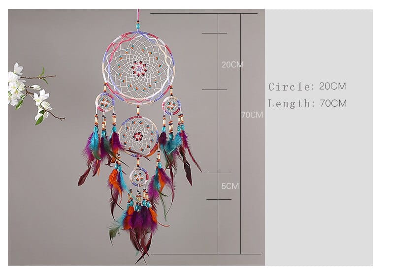 NEW Creative all handmade five-ring dream catcher pendant living room bedroom decoration wall hanging beautiful Hanging ornament - Statnmore-7861