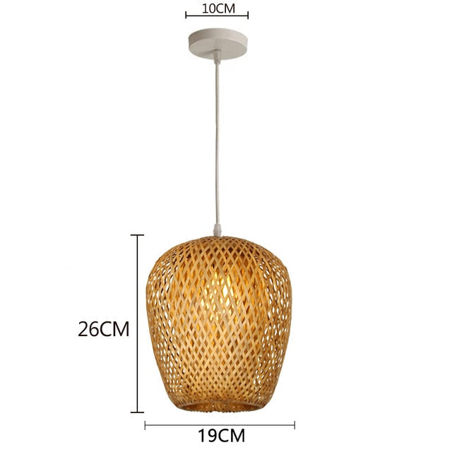 Chinese Hand Knitted Bamboo Pendant Lights Weaving Hanging Lamp Garden Restaurant Home Decor Lighting Fixtures - Statnmore-7861