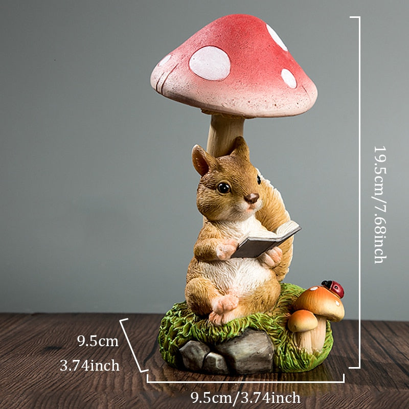 Rabbit Hedgehog Night Light Garden Decoration Mushroom Small Animal Sculpture Crafts Desktop Balcony Flower Pots Decorative Home Hand Crafted Decorative Item - Statnmore-7861