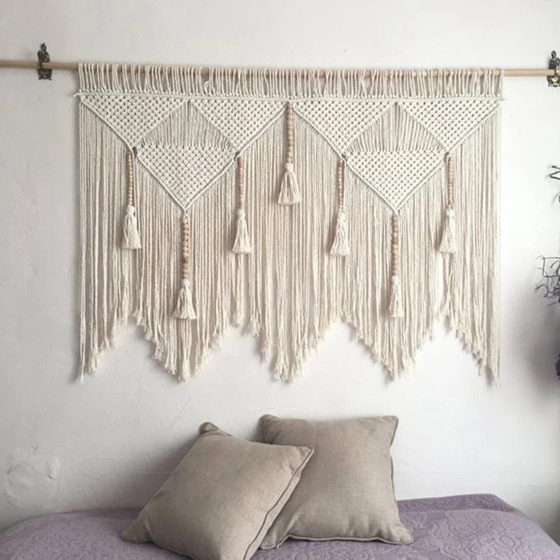 Wall Hanging Handwoven Bohemian Cotton Rope Boho Tapestry Home Decor Boho Bohemian Woven Tapestry Wall Art Macrame Decor Handmade Hand woven - Statnmore-7861