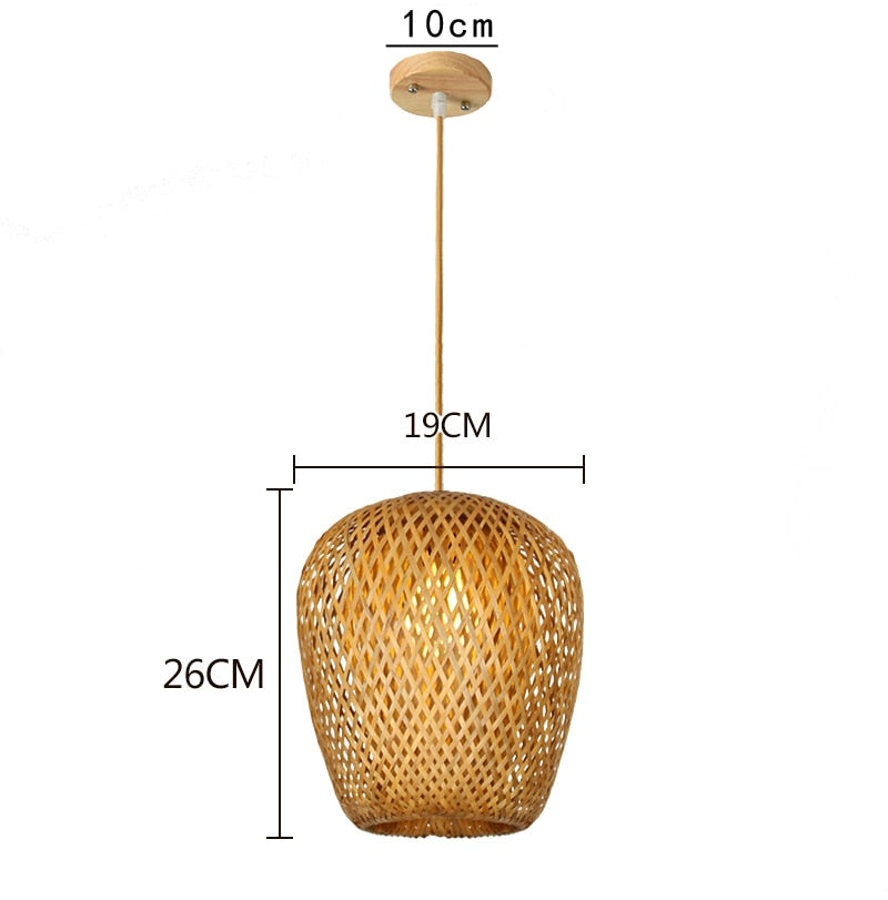 Chinese Hand Knitted Bamboo Pendant Lights Weaving Hanging Lamp Garden Restaurant Home Decor Lighting Fixtures - Statnmore-7861