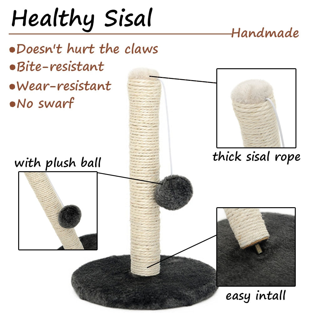 Pet Toy Sisal Cat Scratching Post for Cat Tree Kitten Cat Scratcher Jumping Tower Toy with Ball Cat scraper Protecting Furniture Cat Scratcher Cat Tree Cat Furniture - Statnmore-7861