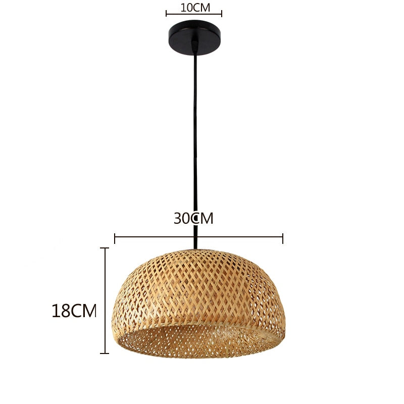 Chinese Hand Knitted Bamboo Pendant Lights Weaving Hanging Lamp Garden Restaurant Home Decor Lighting Fixtures - Statnmore-7861