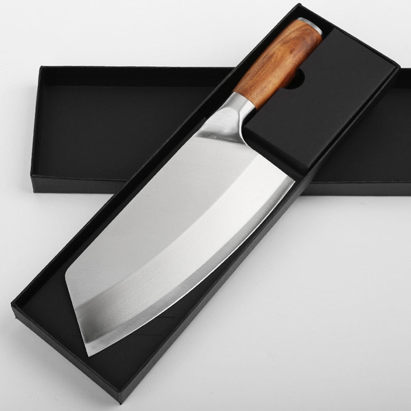 8inch Chinese Chef Knife Stainless Steel Meat Vegetables Slicing Chopping Cleaver Kitchen Knife Household Cooking Tools Handmade Knives Knife - Statnmore-7861