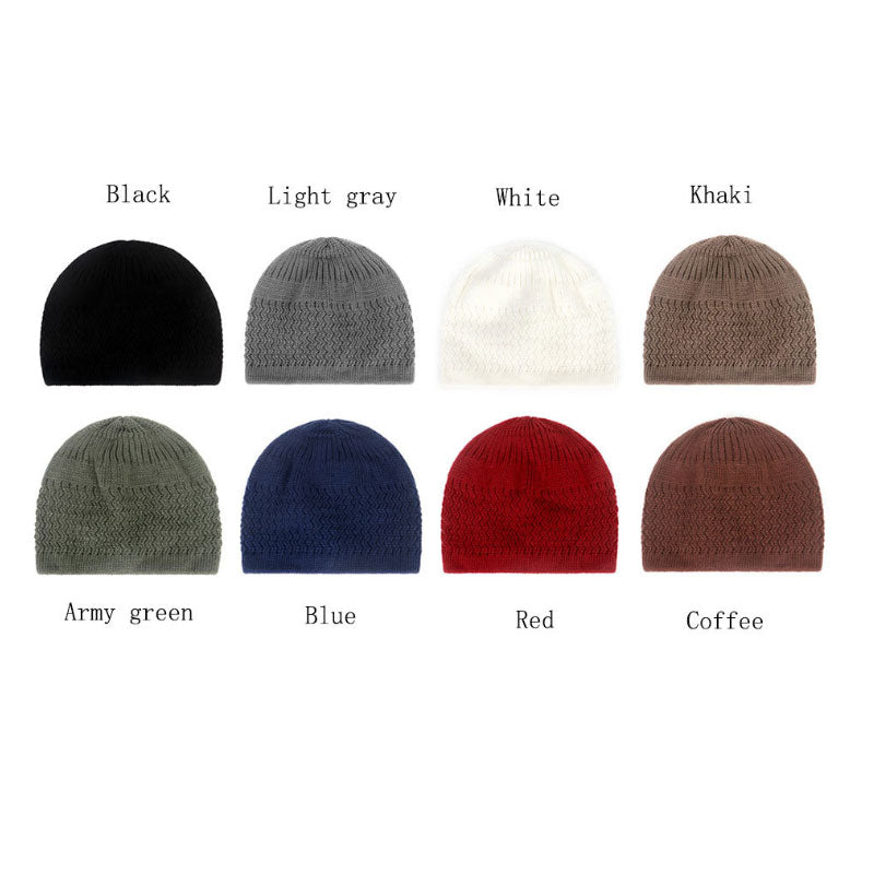 1pc Unisex Knitted Muslim Men Prayer Hats Male Beanies Cap Kippah Homme Hat Islamic Ramadan Jewish Warm Men's Wrap Head Cap - Statnmore-7861