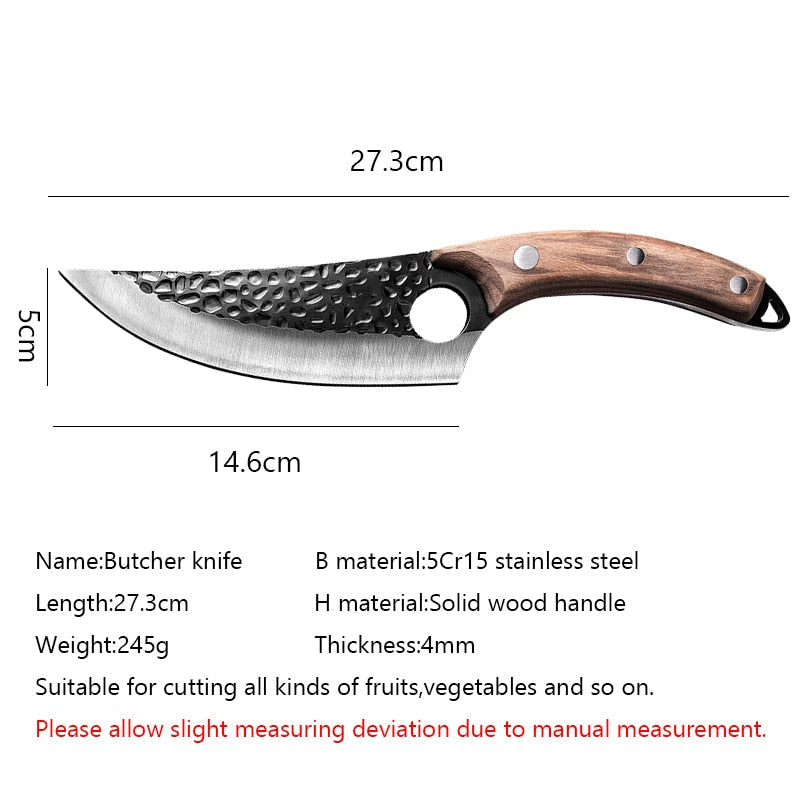 Meat Cleaver Hunting Knife Handmade Forged Boning Knife Serbian Chef Knife Stainless Steel Kitchen Knife Butcher Fish Knife Handmade Knives - Statnmore-7861