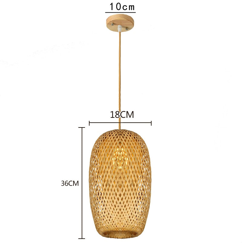 Chinese Hand Knitted Bamboo Pendant Lights Weaving Hanging Lamp Garden Restaurant Home Decor Lighting Fixtures - Statnmore-7861