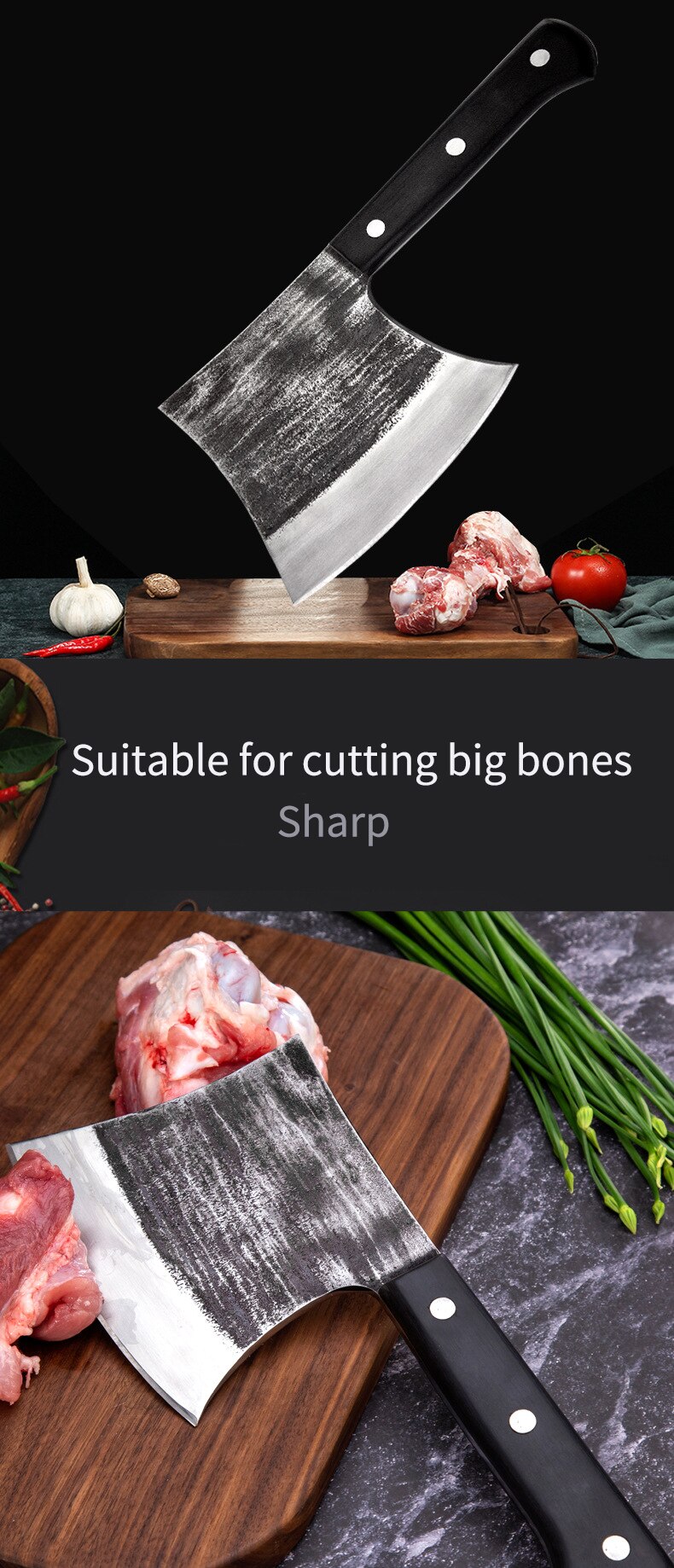 Handmade Forged Stainless Steel Kitchen Knives Cleaver Bone Knife Meat Kitchen Chopper Knife Butcher Knife Handmade Chopping Knife Kitchen Knife Handmade Knives - Statnmore-7861