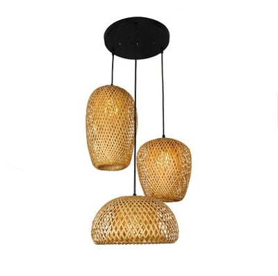 Chinese Hand Knitted Bamboo Pendant Lights Weaving Hanging Lamp Garden Restaurant Home Decor Lighting Fixtures - Statnmore-7861