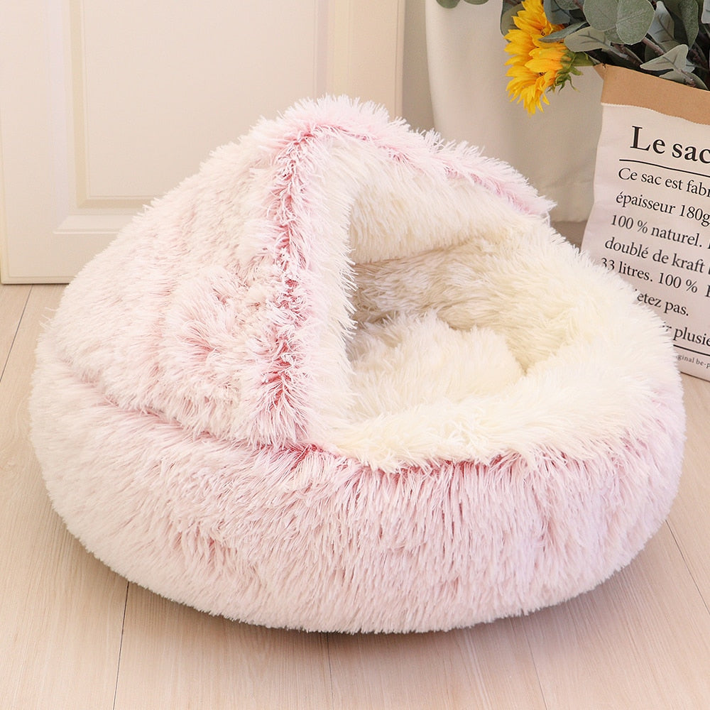 Super Soft Cat Bed House Warm Winter Cat Puppy Sleeping Beds Nest Long Plush Kitten Round Sofa Small Dogs Cat Kennel Anti Slip Handmade Pet Supplies - Statnmore-7861