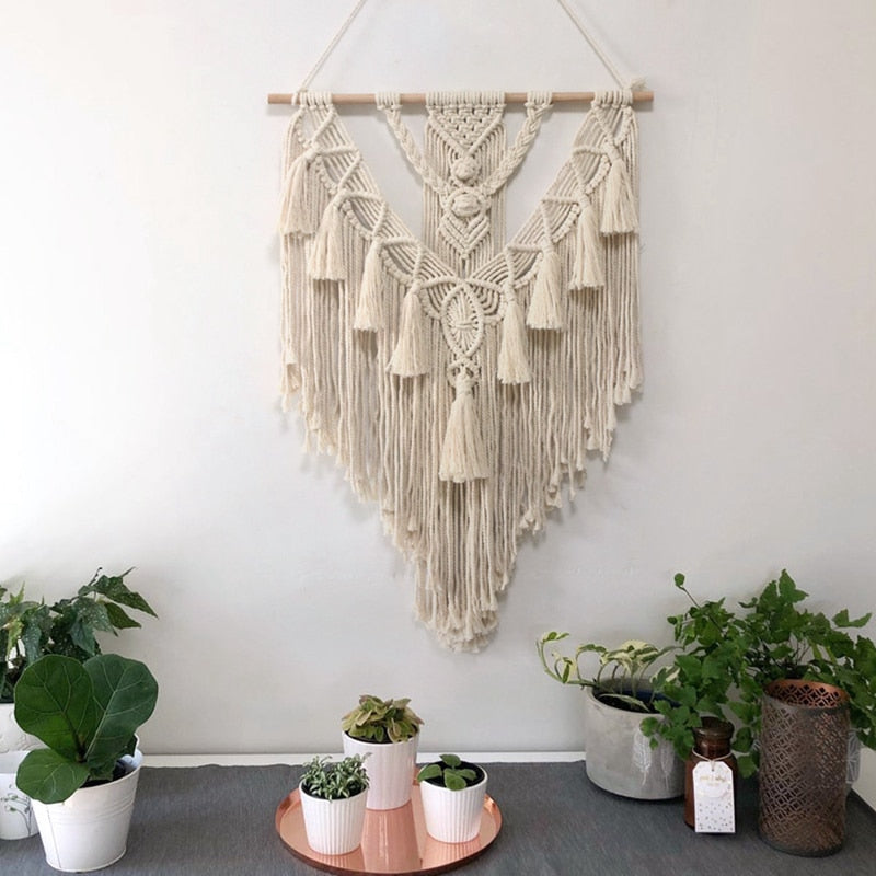 Wall Hanging Handwoven Bohemian Cotton Rope Boho Tapestry Home Decor Boho Bohemian Woven Tapestry Wall Art Macrame Decor Handmade Hand woven - Statnmore-7861