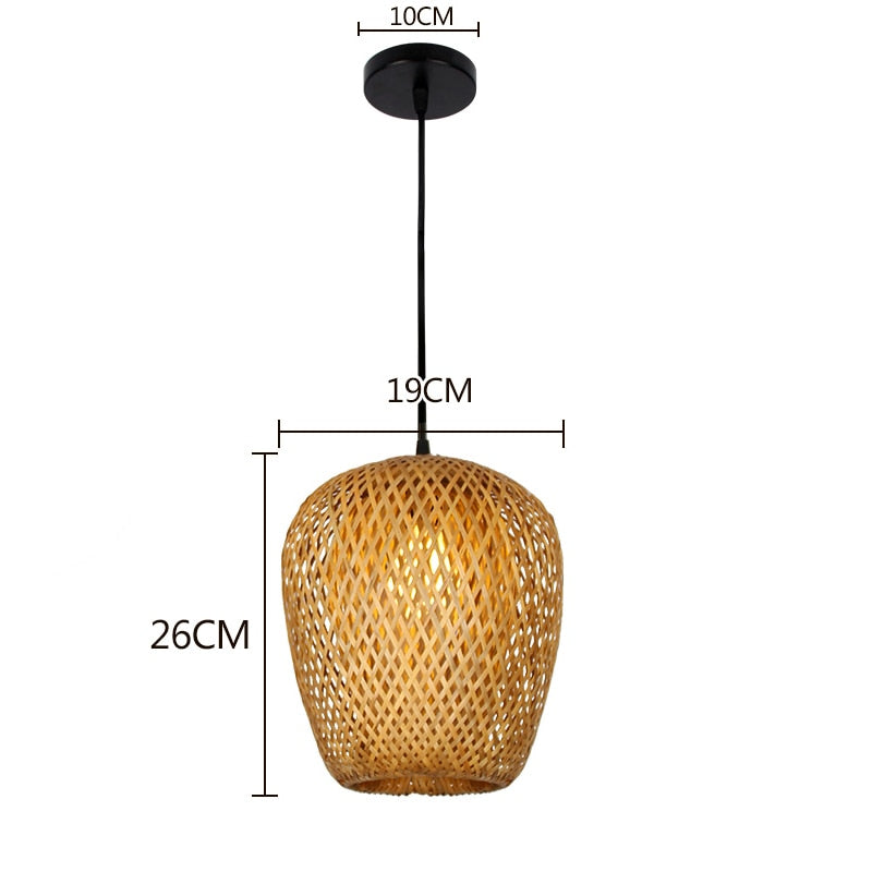 Chinese Hand Knitted Bamboo Pendant Lights Weaving Hanging Lamp Garden Restaurant Home Decor Lighting Fixtures - Statnmore-7861