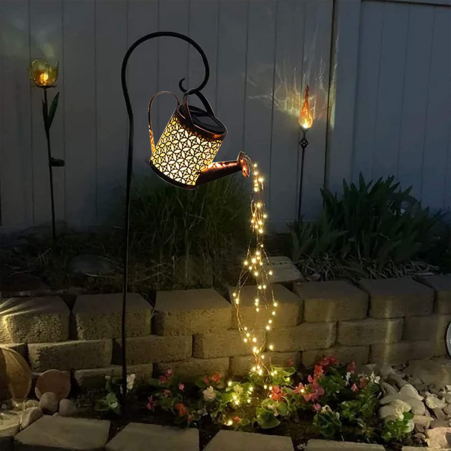 Solar Watering Can Light Hanging Kettle Lantern Light Waterproof Garden Decor Metal Retro Lamp for Outdoor Table Patio Lawn YarD - Statnmore-7861