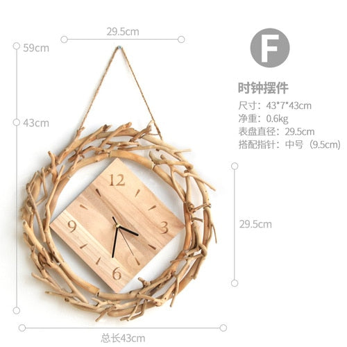 Handmade wooden household round clock pendant living room study office simple style exquisite decorative handicrafts wall clock - Statnmore-7861