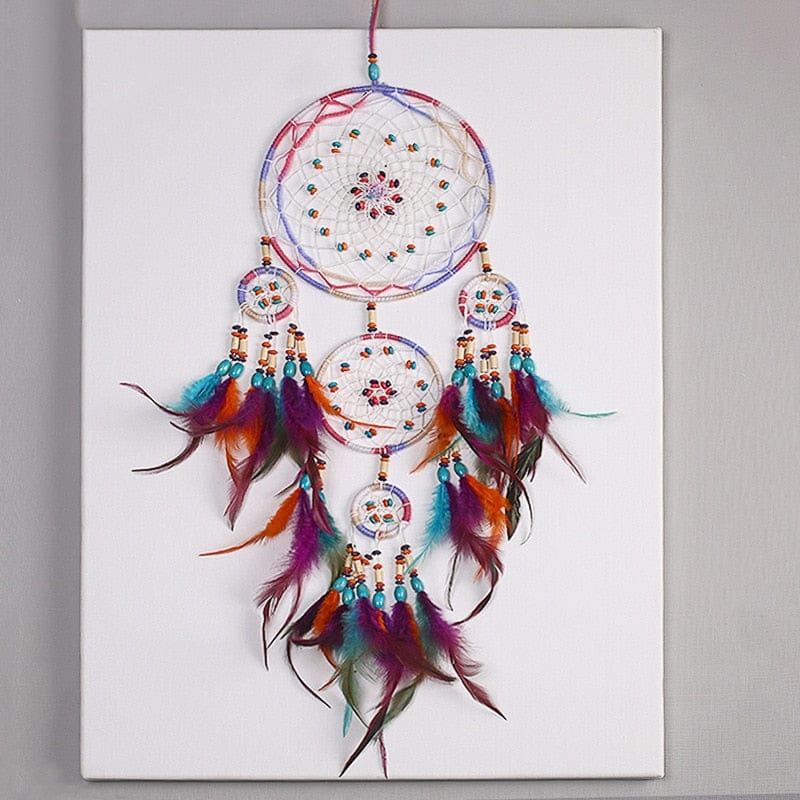 NEW Creative all handmade five-ring dream catcher pendant living room bedroom decoration wall hanging beautiful Hanging ornament - Statnmore-7861