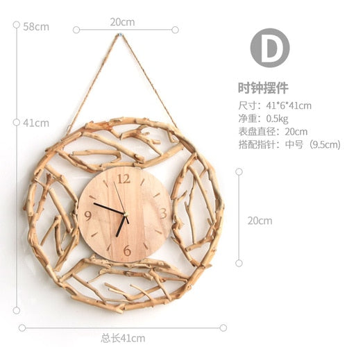 Handmade wooden household round clock pendant living room study office simple style exquisite decorative handicrafts wall clock - Statnmore-7861