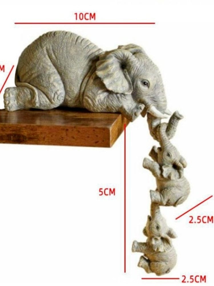 3pcs/set Cute Elephant Figurines Elephant Holding Baby Elephant Resin Crafts Home Furnishing Gift Handmade Home Decoration - Statnmore-7861