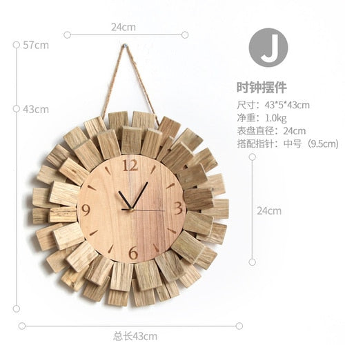 Handmade wooden household round clock pendant living room study office simple style exquisite decorative handicrafts wall clock - Statnmore-7861