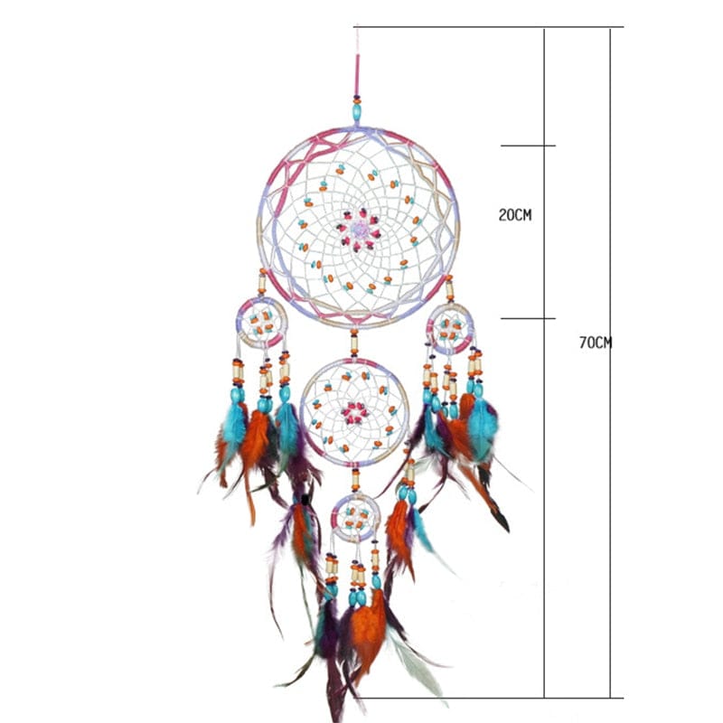 NEW Creative all handmade five-ring dream catcher pendant living room bedroom decoration wall hanging beautiful Hanging ornament - Statnmore-7861