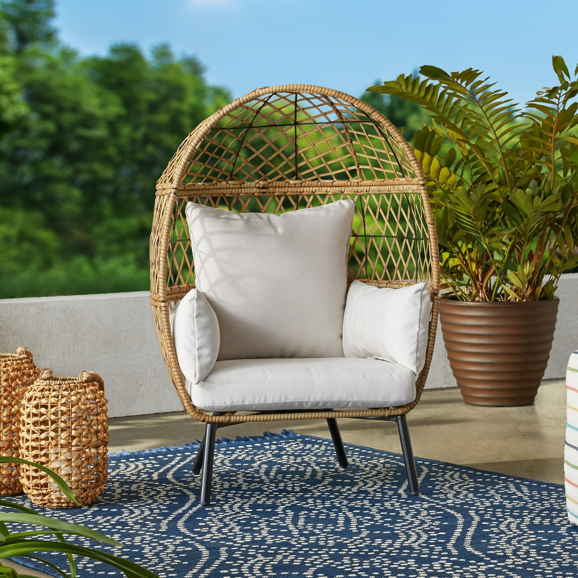 Handmade Beautifully Crafted Outdoor Wicker Stationary Egg Chair