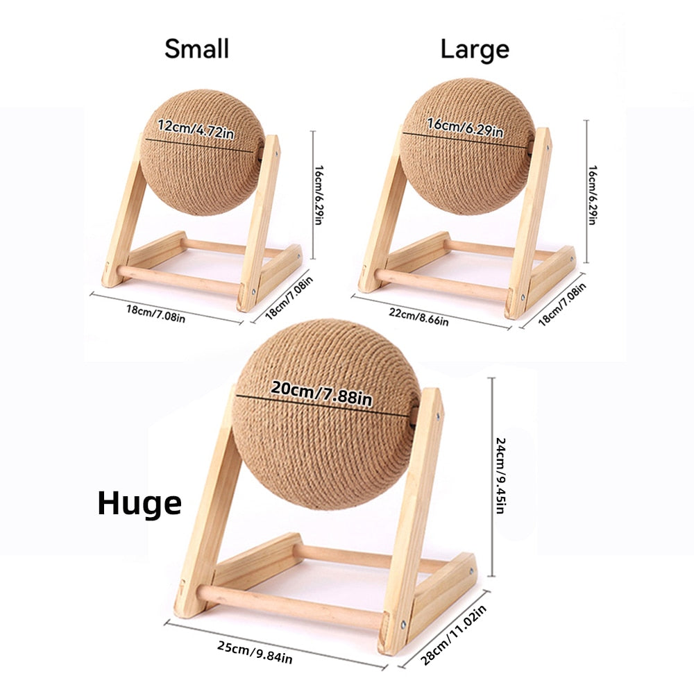 Cat Scratcher Toy Pet Scratching Ball Wood Stand Kitten Sisal Rope Ball Board Grinding Paws Furniture Supplies Accessories Cat Scratching Post Cat Furniture - Statnmore-7861