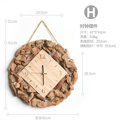 Handmade wooden household round clock pendant living room study office simple style exquisite decorative handicrafts wall clock - Statnmore-7861