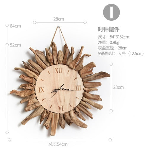 Handmade wooden household round clock pendant living room study office simple style exquisite decorative handicrafts wall clock - Statnmore-7861