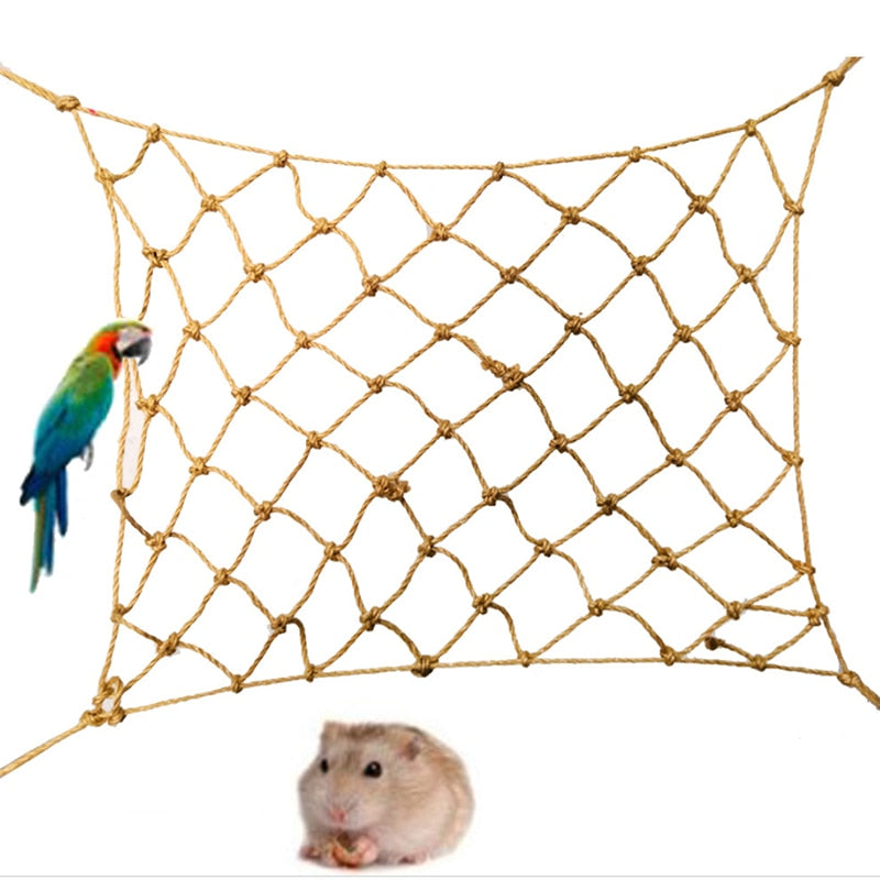 Parrot Climbing Net Bird Toy Swing Rope Net Bird Stand Net Hammock With Hook Bird Hanging Climbing Chewing Biting Toys Handmade Pet Supplies - Statnmore-7861