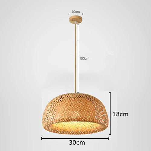 Handmade Bamboo Weaving Lamp Rattan Suspension Chinese Style Home Decor Hanging Light Fixture Modern Dinning Room Pendant Light - Statnmore-7861