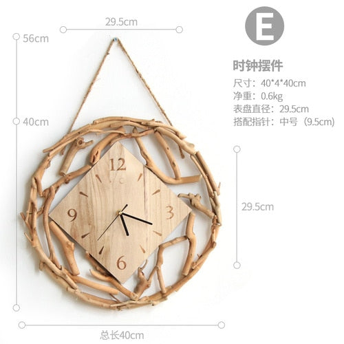 Handmade wooden household round clock pendant living room study office simple style exquisite decorative handicrafts wall clock - Statnmore-7861